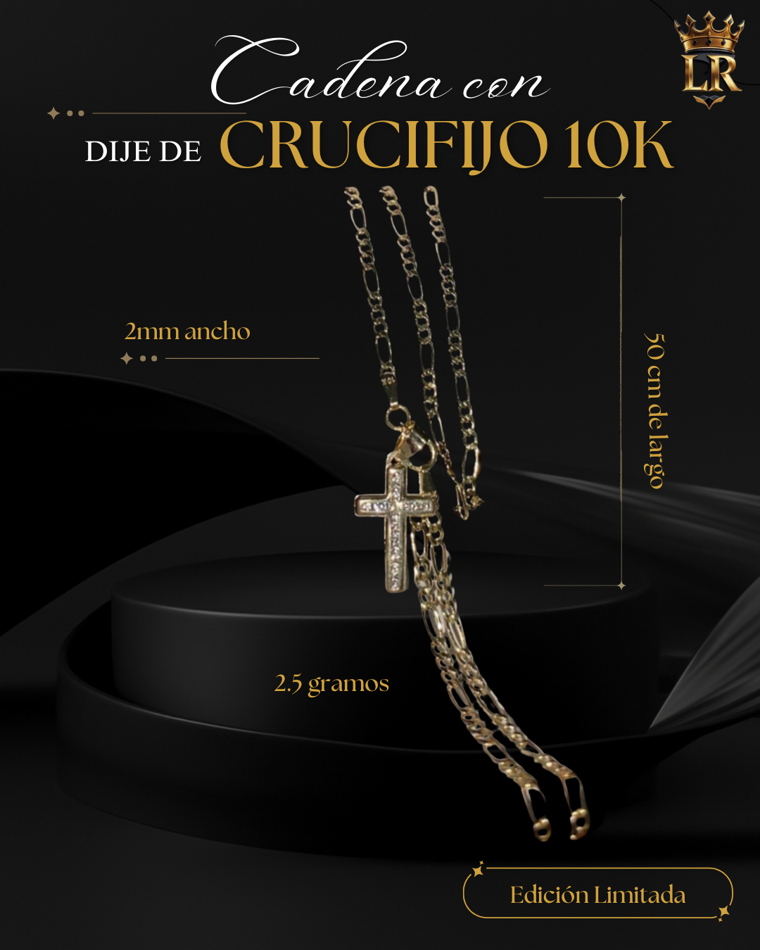 CADENA DE ORO 10K - DIJE DE CRUCIFIJO 10K